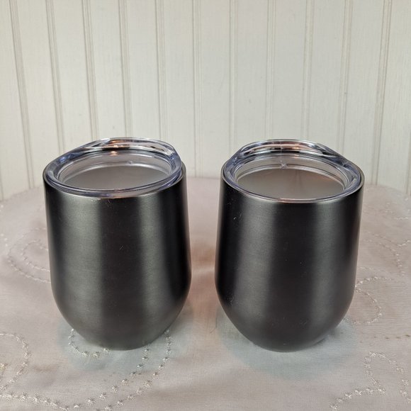Set of 2 Oggi Stainless Steel Wine Tumblers Lidded - Picture 1 of 6